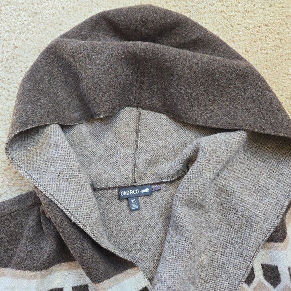 Toad & Co Heartfelt Merino Wool Hoodie XS Brown & Tan - Picture 8 of 10